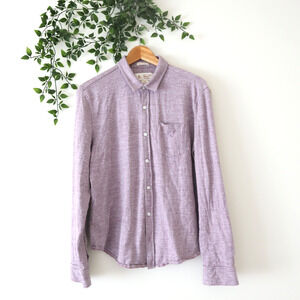Penguin Men's Heritage Slim Fit Soft Cotton Purple Button Down Top Size Large